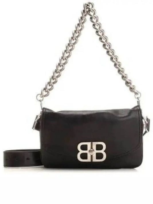 Small BB Soft Leather Flap Shoulder Bag Black - BALENCIAGA - BALAAN 2