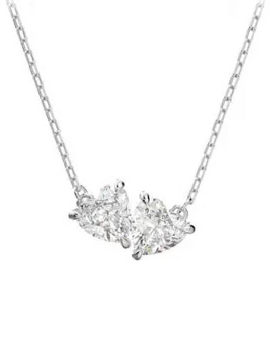 Mesmera Double Heart Crystal Necklace Silver - SWAROVSKI - BALAAN 1