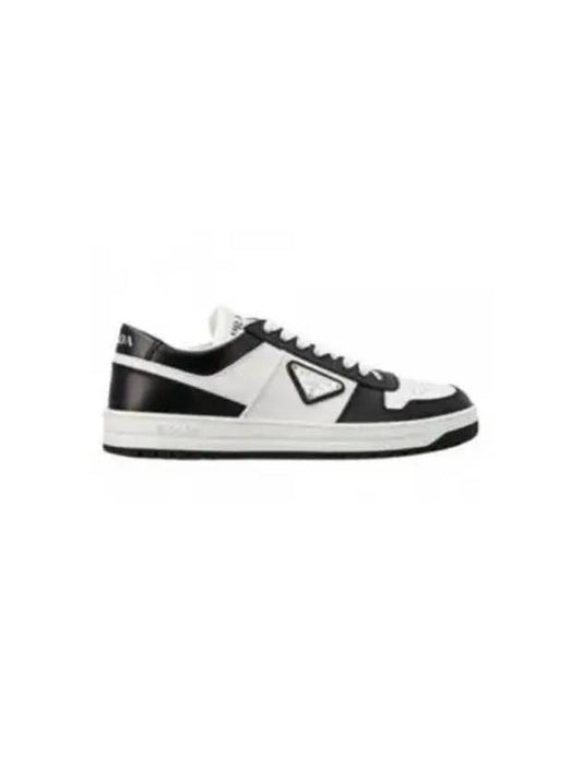 Downtown Perforated Leather Low Top Sneakers White Black - PRADA - BALAAN 2