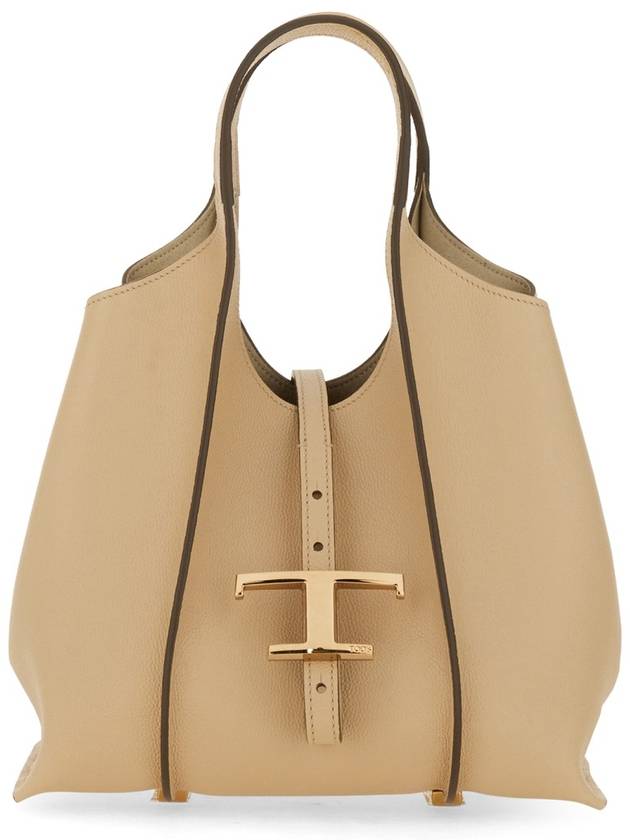 T Timeless Leather Shopping Mini Tote Bag Beige - TOD'S - BALAAN 2