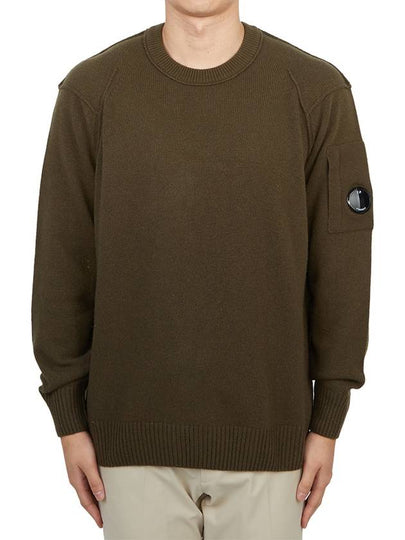 Lambswool GRS Crew Neck Knit Top Green - CP COMPANY - BALAAN 2