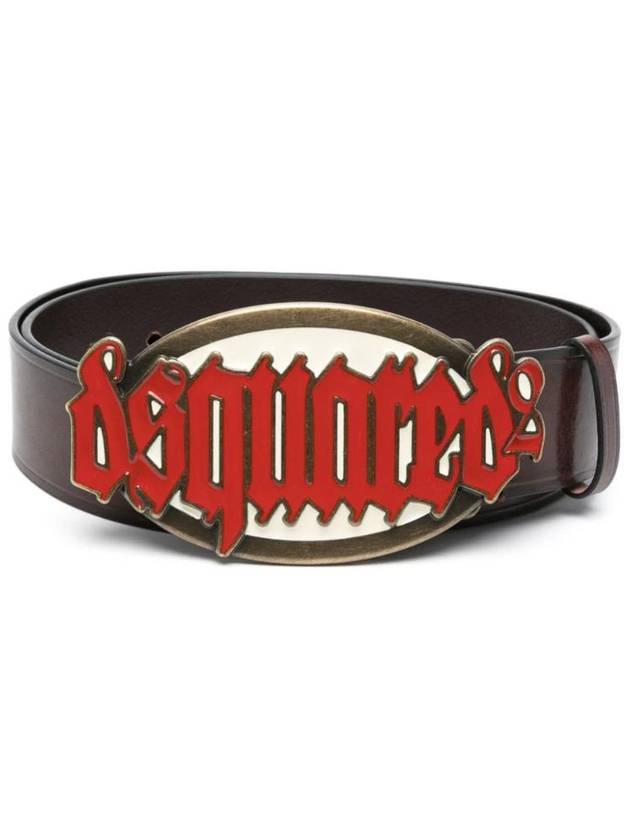 Gothic Logo Buckle Leather Belt BEM055212900001 - DSQUARED2 - BALAAN 1