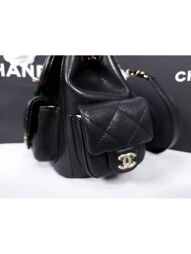 Grained Shiny Calfskin Small Backpack Black - CHANEL - BALAAN 5