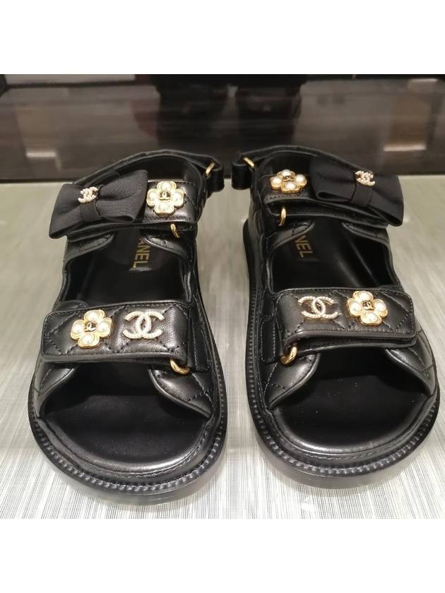 Velcro Pearl Ribbon Sandals Lambskin G40138 - CHANEL - BALAAN 6