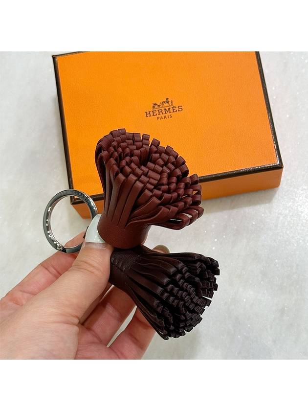 Keyring Carmen Uno Dos Duo Keyring Milo Lambskin Black Brown - HERMES - BALAAN 2