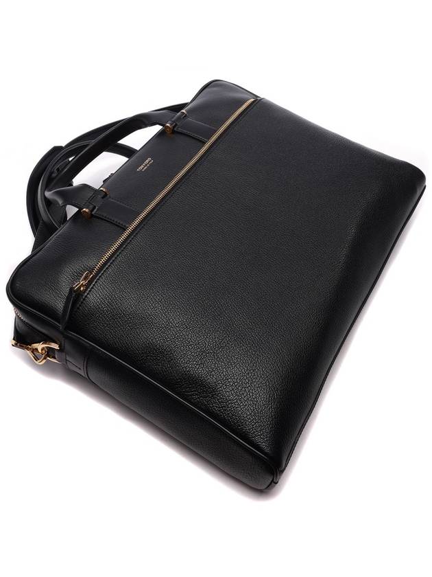 Shiny Grain Leather Brief Case Black - TOM FORD - BALAAN 6