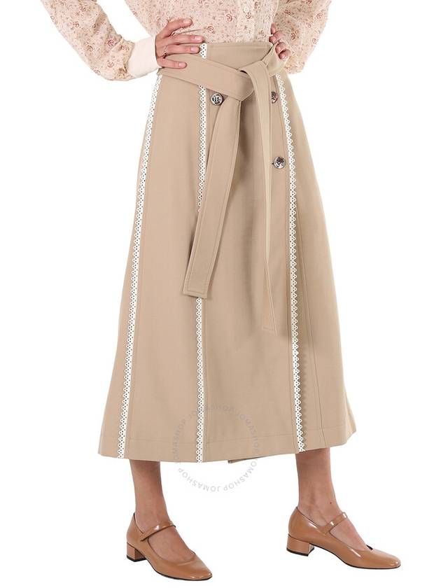 Chloe Ladies Pearl Beige Scallop-Trim Belted Trench Skirt, Brand Size 36 (US Size 4) - CHLOE - BALAAN 2