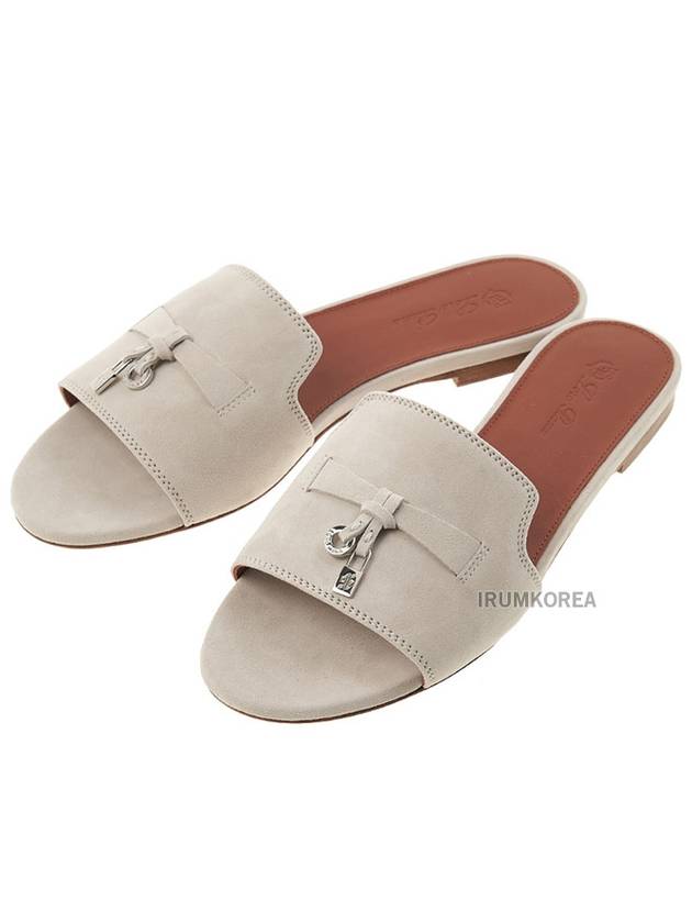 Summer Charms Suede Sandal Slippers Pearl Powder - LORO PIANA - BALAAN 2