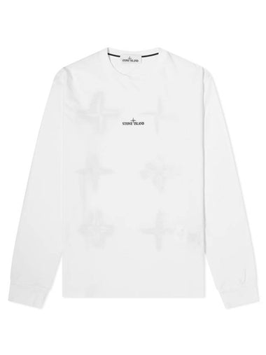 Stencil Three Print Long Sleeve T-Shirt White - STONE ISLAND - BALAAN 1