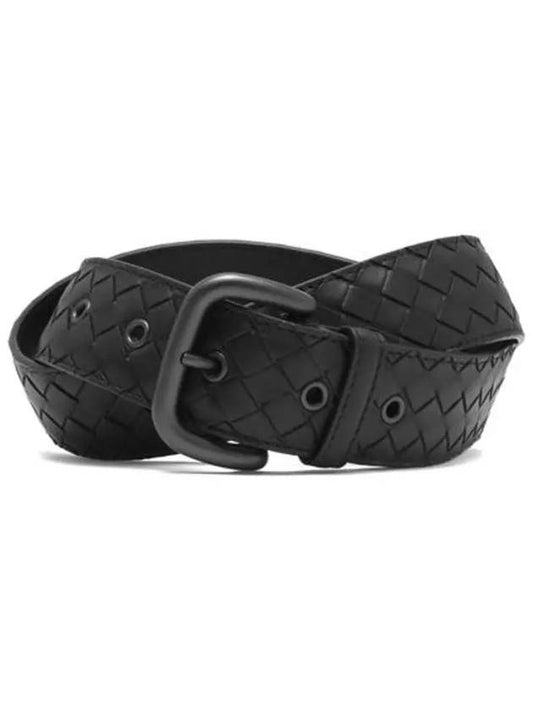 Men's Intrecciato Weaving Leather Belt Black - BOTTEGA VENETA - BALAAN 2