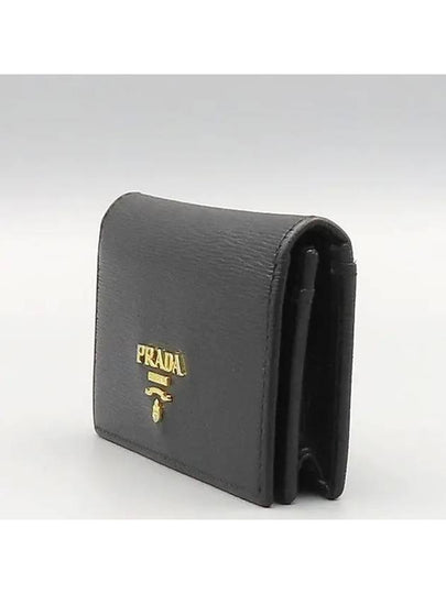 1MC122 Black Saffiano Gold Logo Business Card and Mini Wallet - PRADA - BALAAN 2