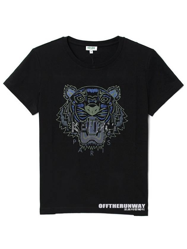 Women s Tiger Printing Short Sleeve T Shirt Black - KENZO - BALAAN 2