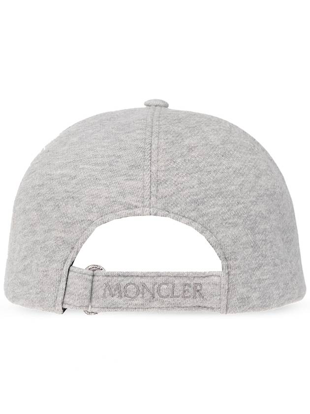 Fleece Logo Patch Cotton Baseball Ball Cap Grey - MONCLER - BALAAN 4