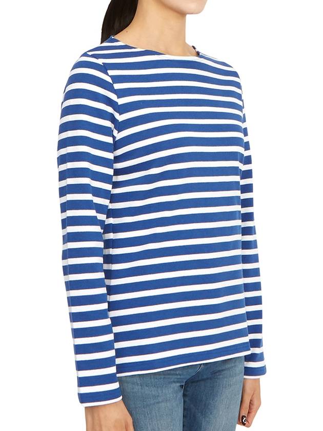 Women's Meridame II Striped Long Sleeve T-Shirt White Blue - SAINT JAMES - BALAAN 4