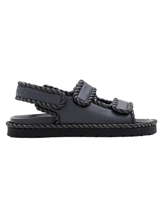 Braid Sandals Leather Black - BOTTEGA VENETA - BALAAN 1