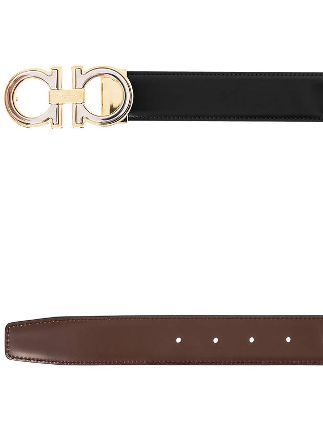 FERRAGAMO Reversible Leather Belt, Men's, Black - SALVATORE FERRAGAMO - BALAAN 4