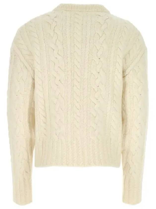 Cable Crew Neck Wool Knit Top Offwhite - AMI - BALAAN 4