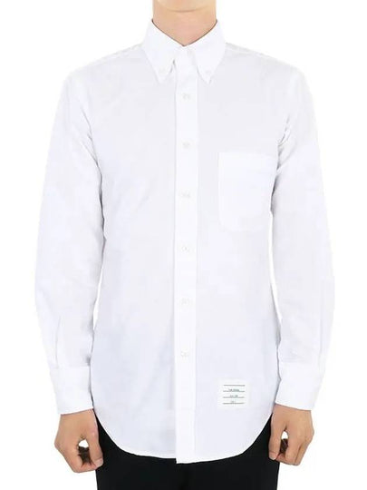 Men's Logo Patch Classic Cotton Long-Sleeve Shirt White - THOM BROWNE - BALAAN 2