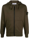 Men Wappen Cotton Fleece Hooded Zip Up Khaki - STONE ISLAND - BALAAN 1