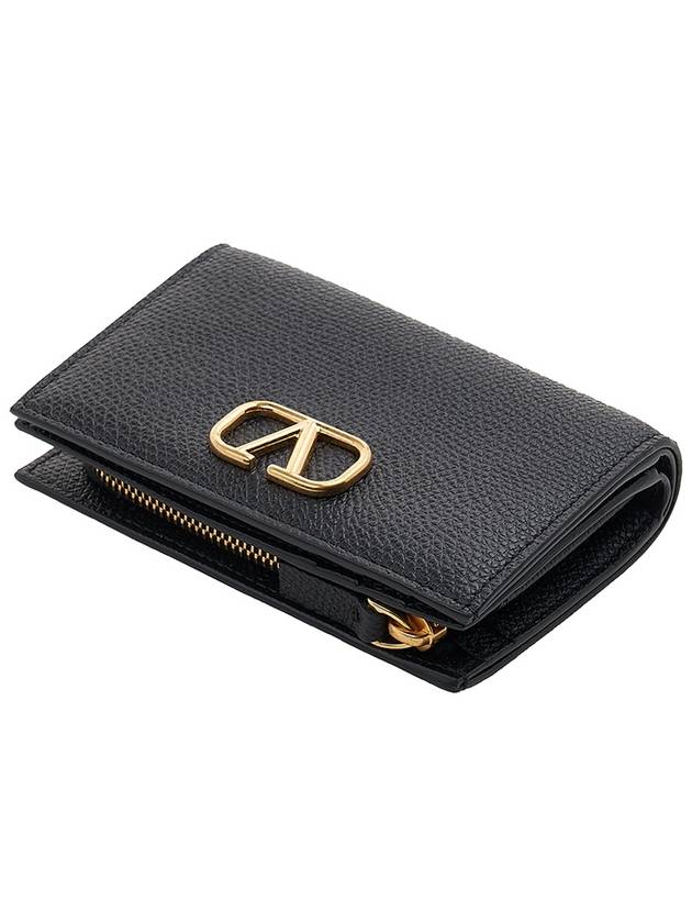 V Logo Folding Half Wallet Black - VALENTINO - BALAAN 5