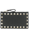 Rockstud Zipper Card Wallet Black - VALENTINO - BALAAN 2