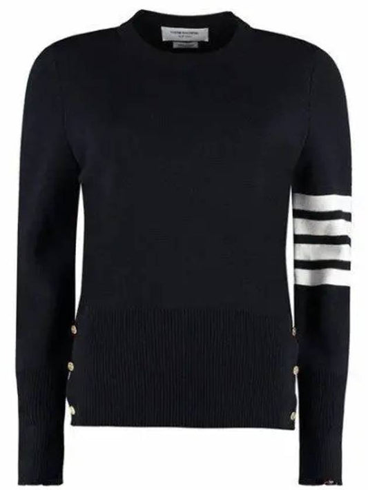 4-Bar Milano Stitch Crew Neck Knit Top Navy - THOM BROWNE - BALAAN 2