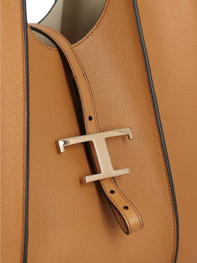 Logo T Timeless Leather Tote Bag Brown - TOD'S - BALAAN 5