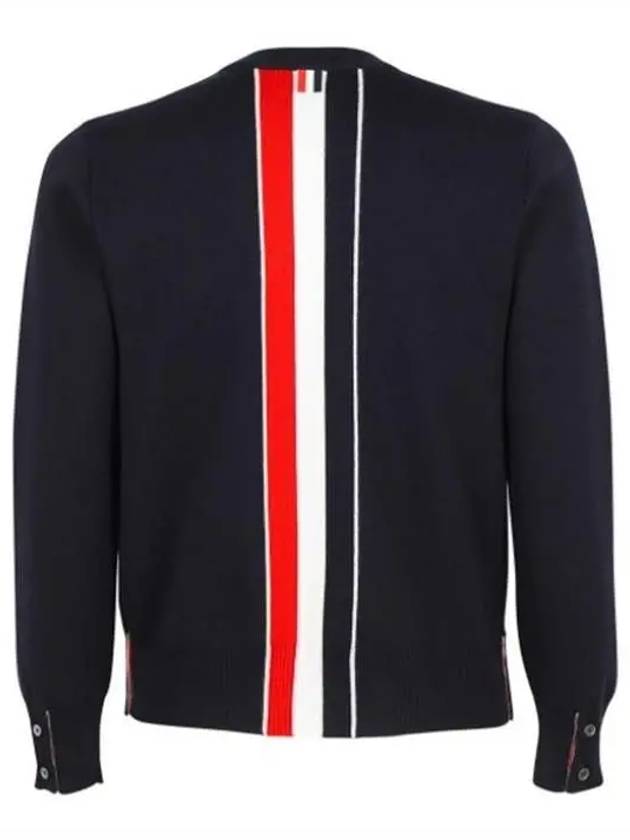 Center Back Striped Stitch Merino Wool Knit Top Navy - THOM BROWNE - BALAAN 6