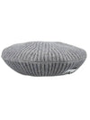 logo rib edge wool beret Paloma melange - GANNI - BALAAN.