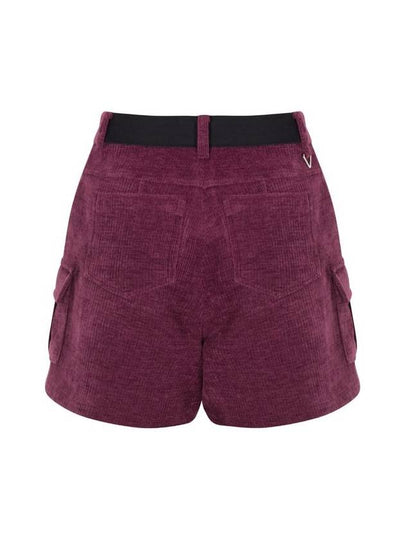 Banded corduroy cargo shorts Wine - BUTTONPLAY - BALAAN 2