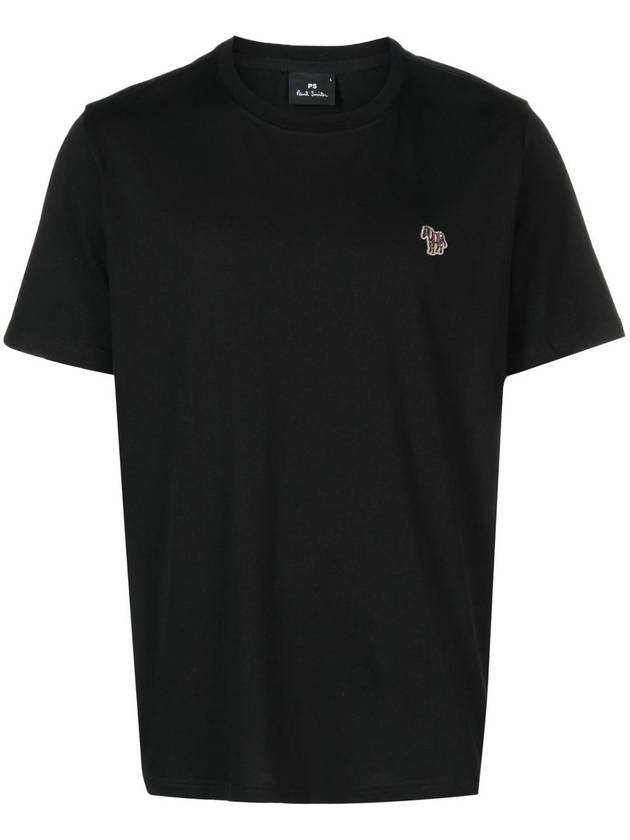 Zebra Logo Crew Neck Cotton Short Sleeve T-Shirt Black - PAUL SMITH - BALAAN 2