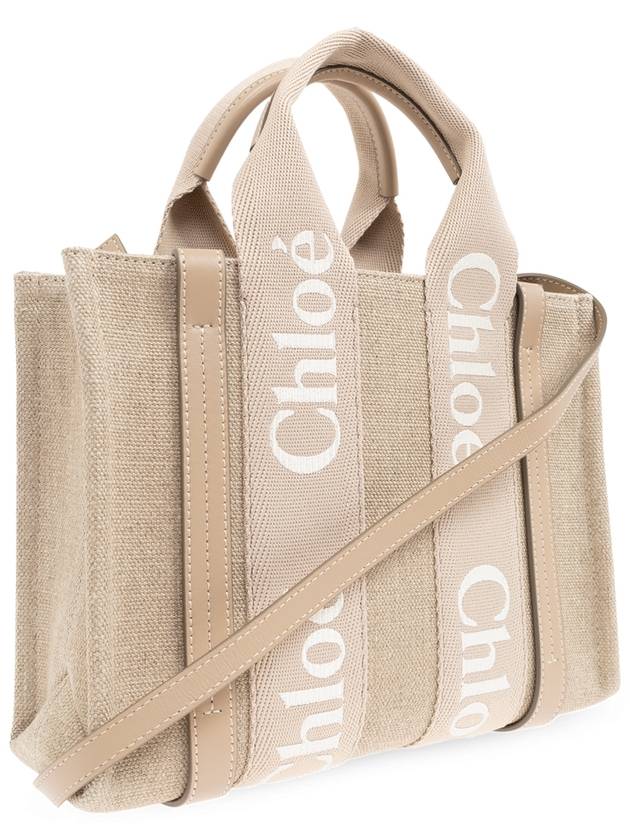 Woody Small Tote Bag Beige Linen - CHLOE - BALAAN 5