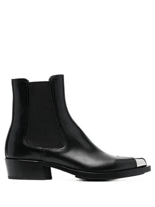 Metal Toe Cap Middle Boots Black - ALEXANDER MCQUEEN - BALAAN.