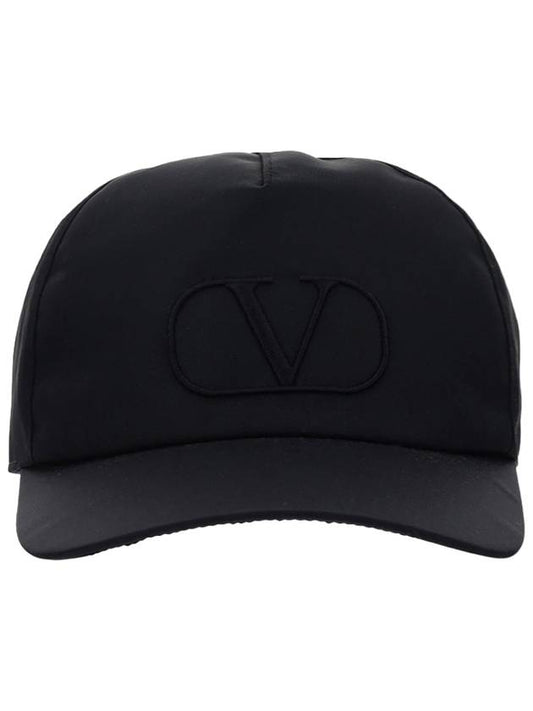 V Embroidered Logo Nylon Ball Cap Black - VALENTINO - BALAAN 1
