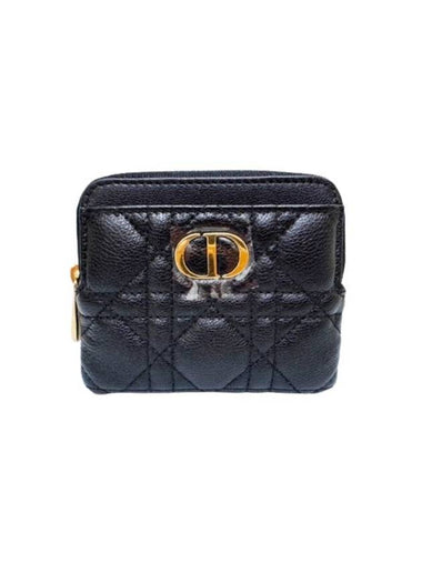 Caro Lavender Supple Cannage Half Wallet Black - DIOR - BALAAN 1