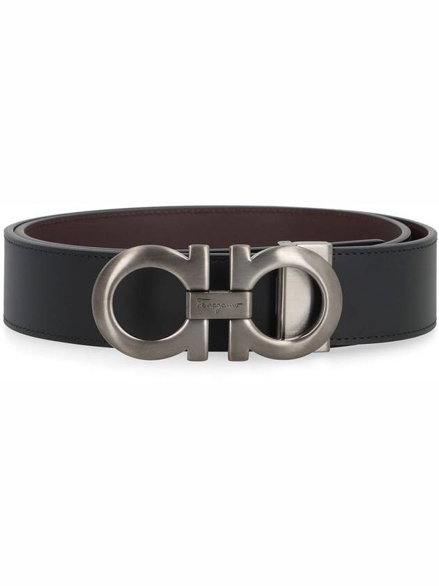 Gancini Reversible Adjustable Leather Belt Black Dark Brown - SALVATORE FERRAGAMO - BALAAN 4