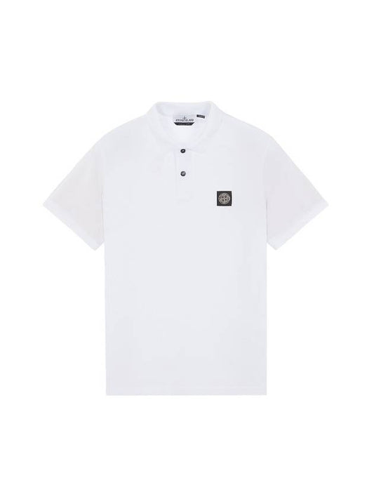 Pique Stretch Cotton Short Sleeve Polo Shirt White - STONE ISLAND - BALAAN 2