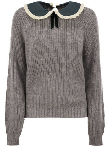 CALIA - Ribbed jumper with velvet collar and bow - MC 2 SAINT BARTH - BALAAN 1