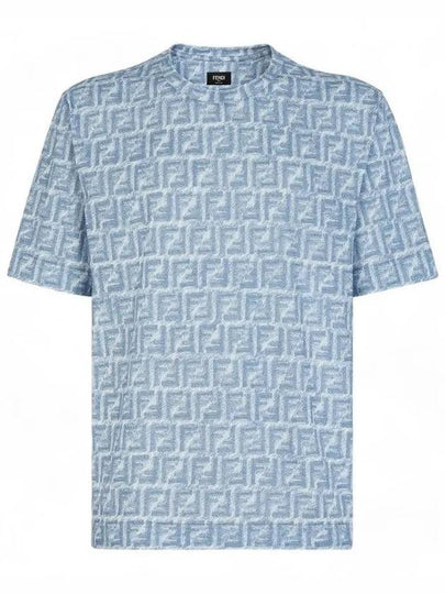 FF Cotton Short Sleeve T-Shirt Blue - FENDI - BALAAN 2