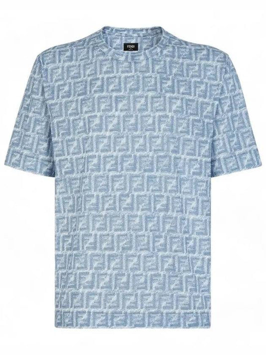 Light Blue FF Cotton T Shirt FY0936AR79 F0GCT - FENDI - BALAAN 2
