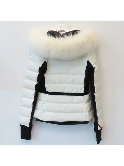 White color LAMOURA GIUBBOTO hooded shearling short down jacket - MONCLER - BALAAN 2