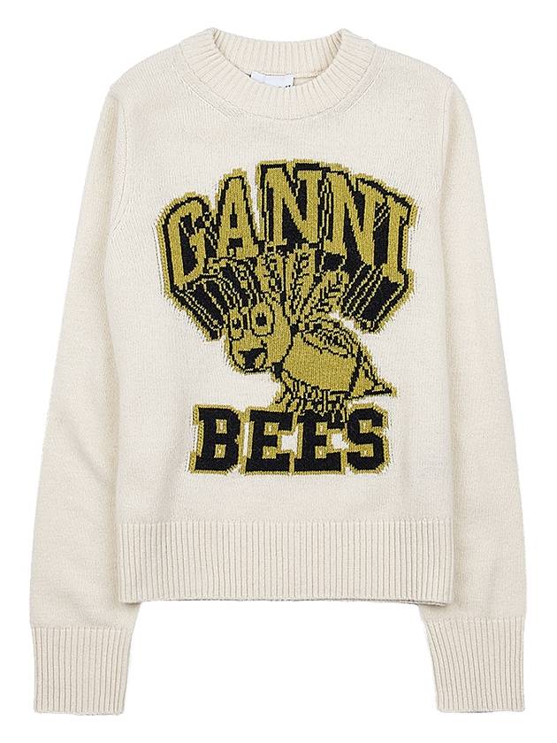 Women's Logo Intarsia Knit Top Off White - GANNI - BALAAN 11