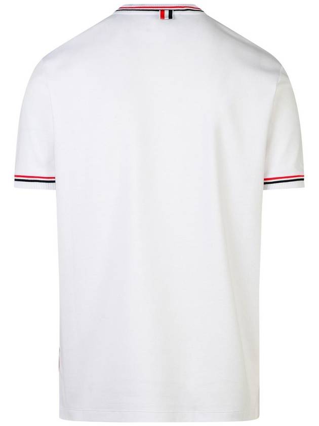 RWB Trimmed Cotton Short Sleeve T-Shirt White - THOM BROWNE - BALAAN 4