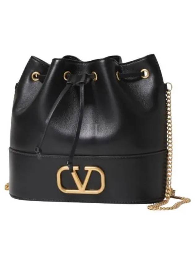 V Logo Signature Small Bucket Bag Black - VALENTINO - BALAAN 2