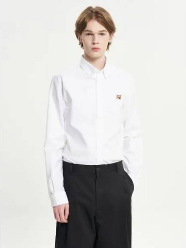 Men s Button Down Classic Shirt Blouse Southern Foxhead Patch Oxford White Domestic Product GM0023080321653 - MAISON KITSUNE - BALAAN 1