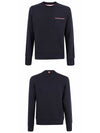 Men's Three-Stripe Tab Pocket Loopback Crew Neck Sweatshirt Navy - THOM BROWNE - BALAAN 6