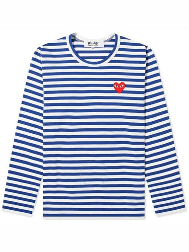 Cdg Play Striped Heart Emblem Long-Sleeve T-Shirt, Size Medium - COMME DES GARCONS PLAY - BALAAN 1