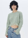 RIBBED KNIT FRINGED PULLOVER MINT - ETCH - BALAAN 3