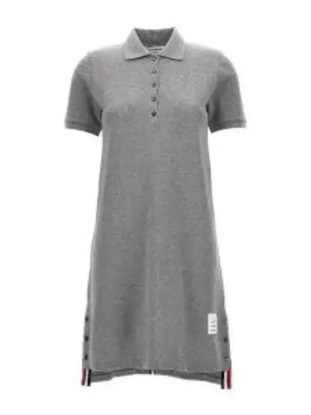 Classic Cotton Pique Center Back Stripe A-Line Short Sleeve Polo Shirt Short Dress Grey - THOM BROWNE - BALAAN 2