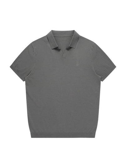 Polo Open Collar Short Sleeve Knit Top Dark Grey - SOLEW - BALAAN 2